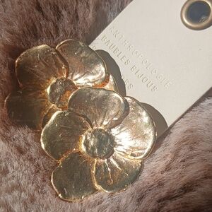 Anthropologie Gold Flower Earrings